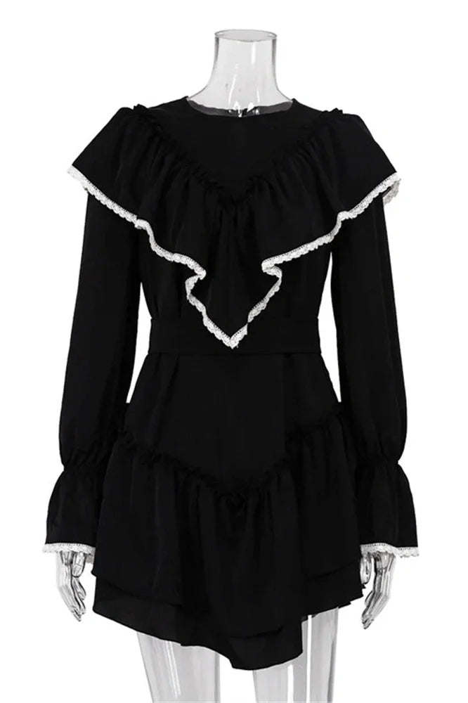 Patchwork Slim Long Sleeve Mini Dress