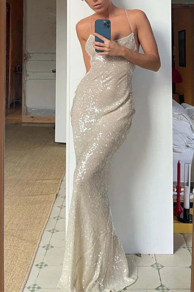 Hollow Out Sleeveless Fit Backless Maxi Dress
