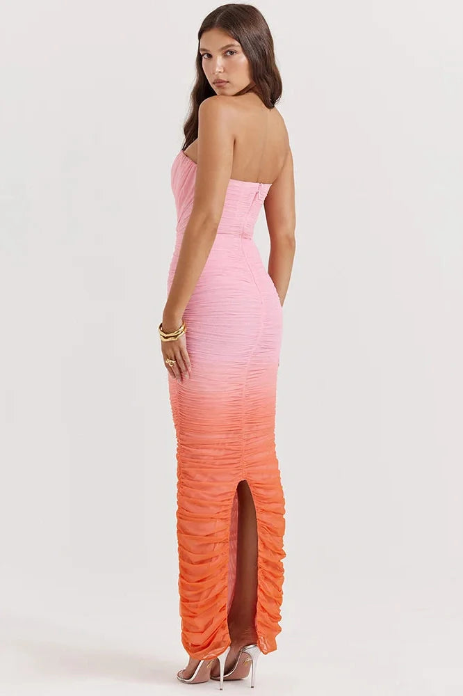 Strapless Off-shoulder Sleeveless Backless Maxi Dress