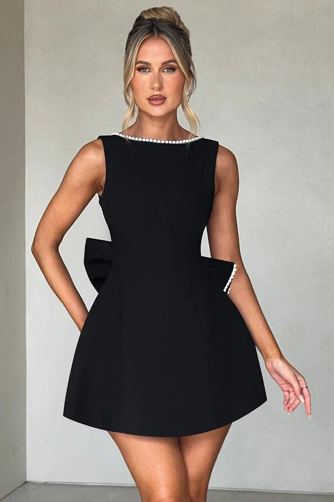 Backless Zipper Sleeveless High Waist A-line Mini Dress