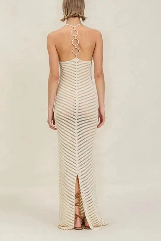 Elegant Hollow Out Sleeveless Knitted Maxi Dress
