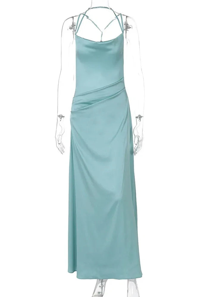 Spaghetti Strap Backless Sleeveless Bodycon Maxi Dress