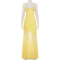 Lace-Up See Through Backless Maxi Dress