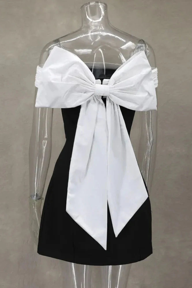 Backless Off-Shoulder Strapless Sleeveless A-line Mini Dress