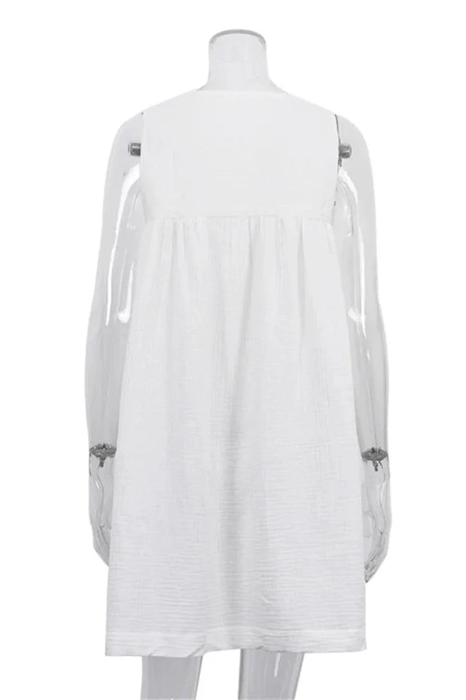 Sleeveless High Waist Pleated Patchwork Mini Dress