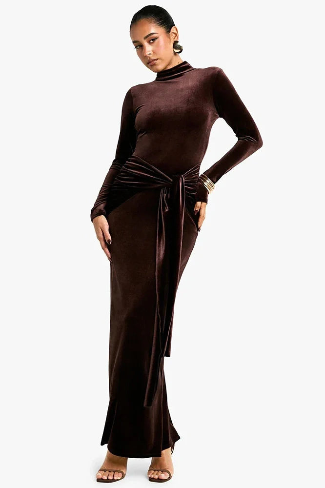 Long Sleeve Turtleneck Bodycon Maxi Dress