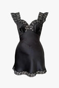 V-Neck Patchwork Sleeveless Lace-Up Maxi Dress