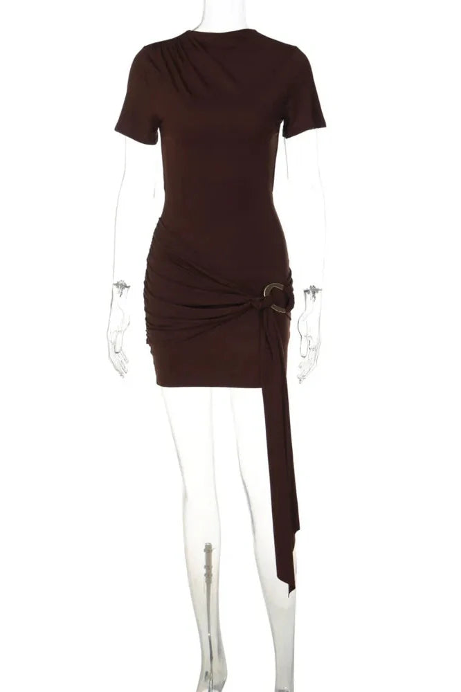 Elegant Backless Short Sleeve Mini Dress