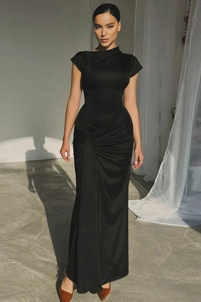 O-Neck Sleeveless Bodycon Lace-up Maxi Dress