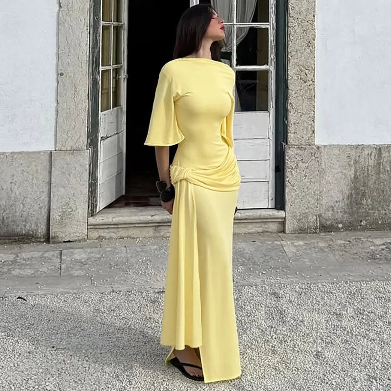 Backless Patchwork Lace Up Split Maxi Dress