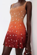 Elegant Printed Sleeveless Slim Backless Mini Dress