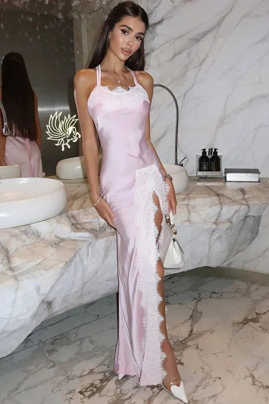 Elegant Slit Backless Loose Lace-Up Sleeveless Maxi Dress