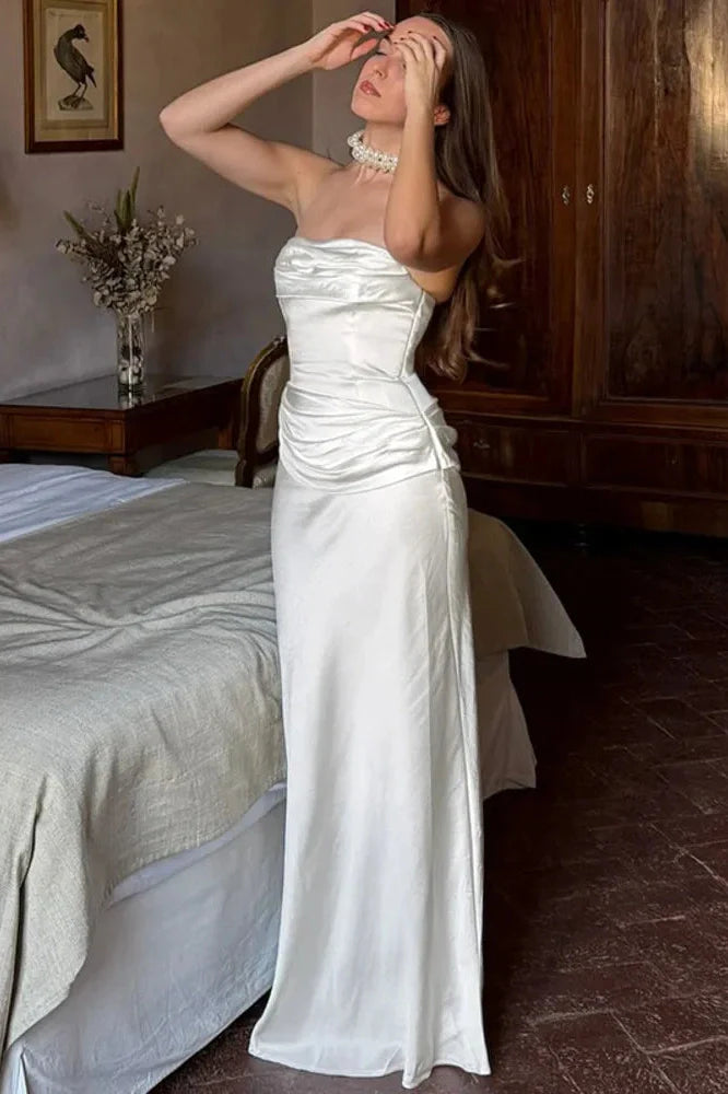 Off-Shoulder Strapless Sleeveless Backless Bodycon Maxi Dress