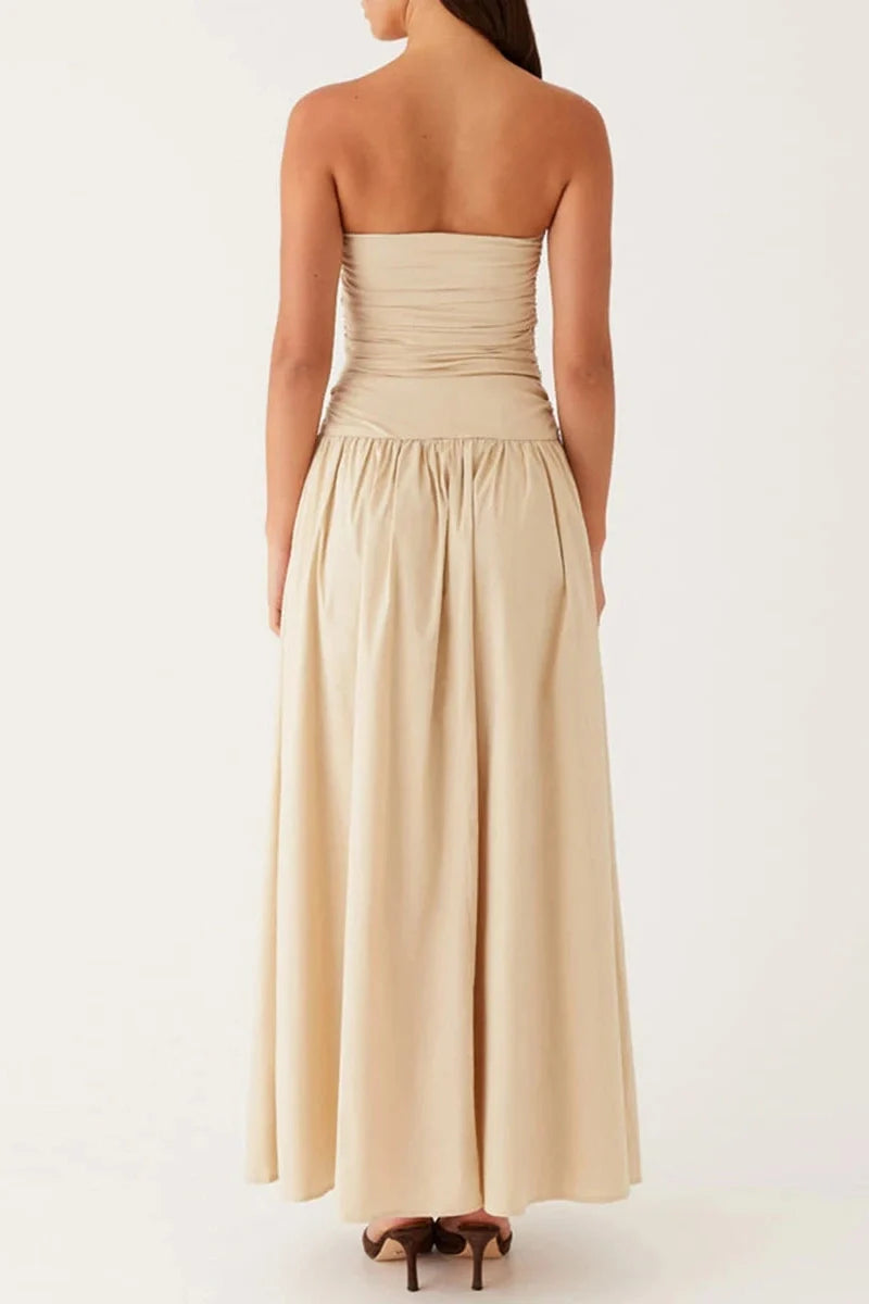 Backless Sleeveless Strapless Maxi Dress