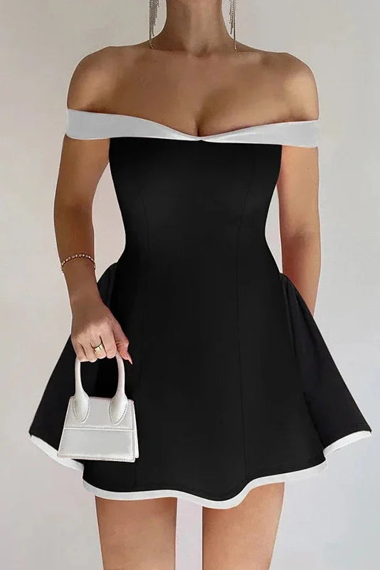 Elegant Slim Backless Off-Shoulder Mini Dress