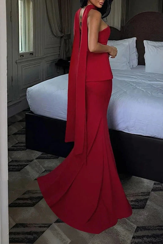 Elegant Off-Shoulder Fit Maxi Dress