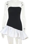 Elegant Strapless Sleeveless High Waist Irregular Mini Dress