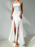 Sleeveless Printed Lace Slit Maxi Dress