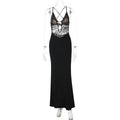 Hollow Spaghetti Strap Lace Slim Maxi Dress