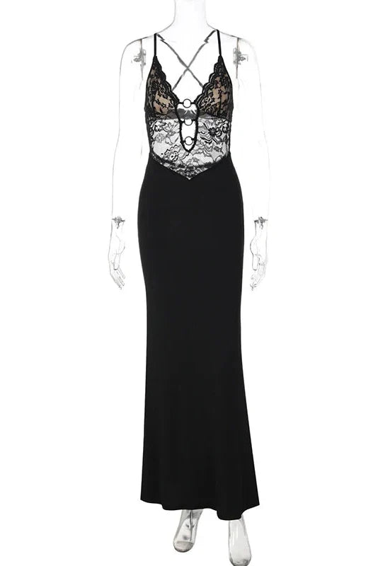 Elegant Lace Slim Maxi Dress