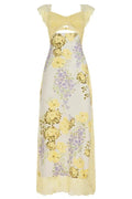 Printed Split Lace Sleeveless Backless Irregular Maxi Dress