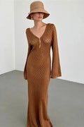 See-Through V-Neck Backless Maxi Dress