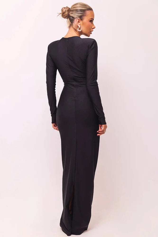 Hollow Out Long Sleeve Bodycon Maxi Dress