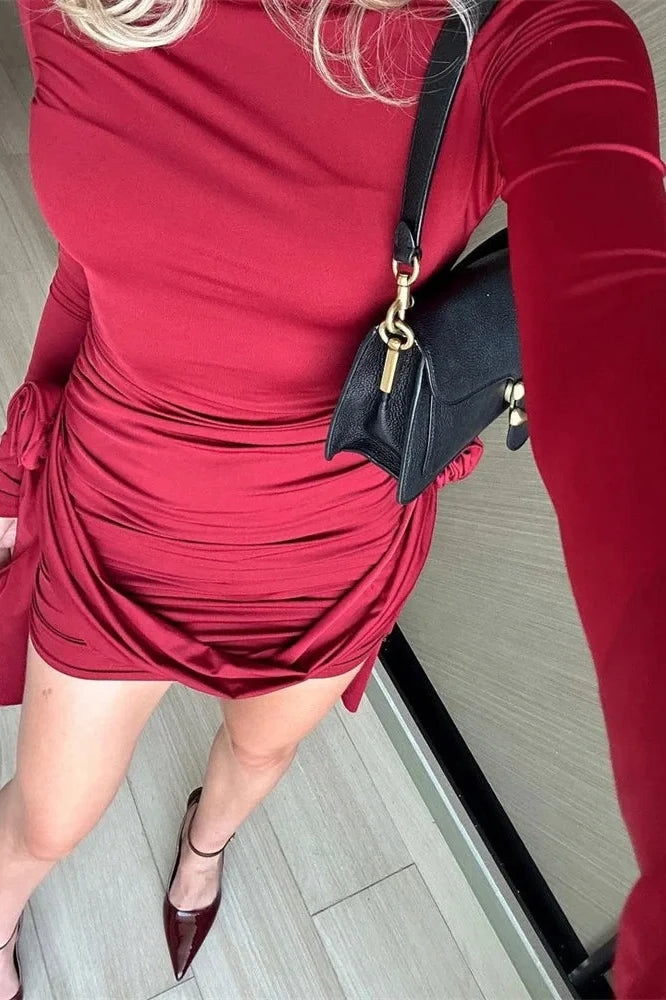 Pleated Slim Bodycon Mini Dress