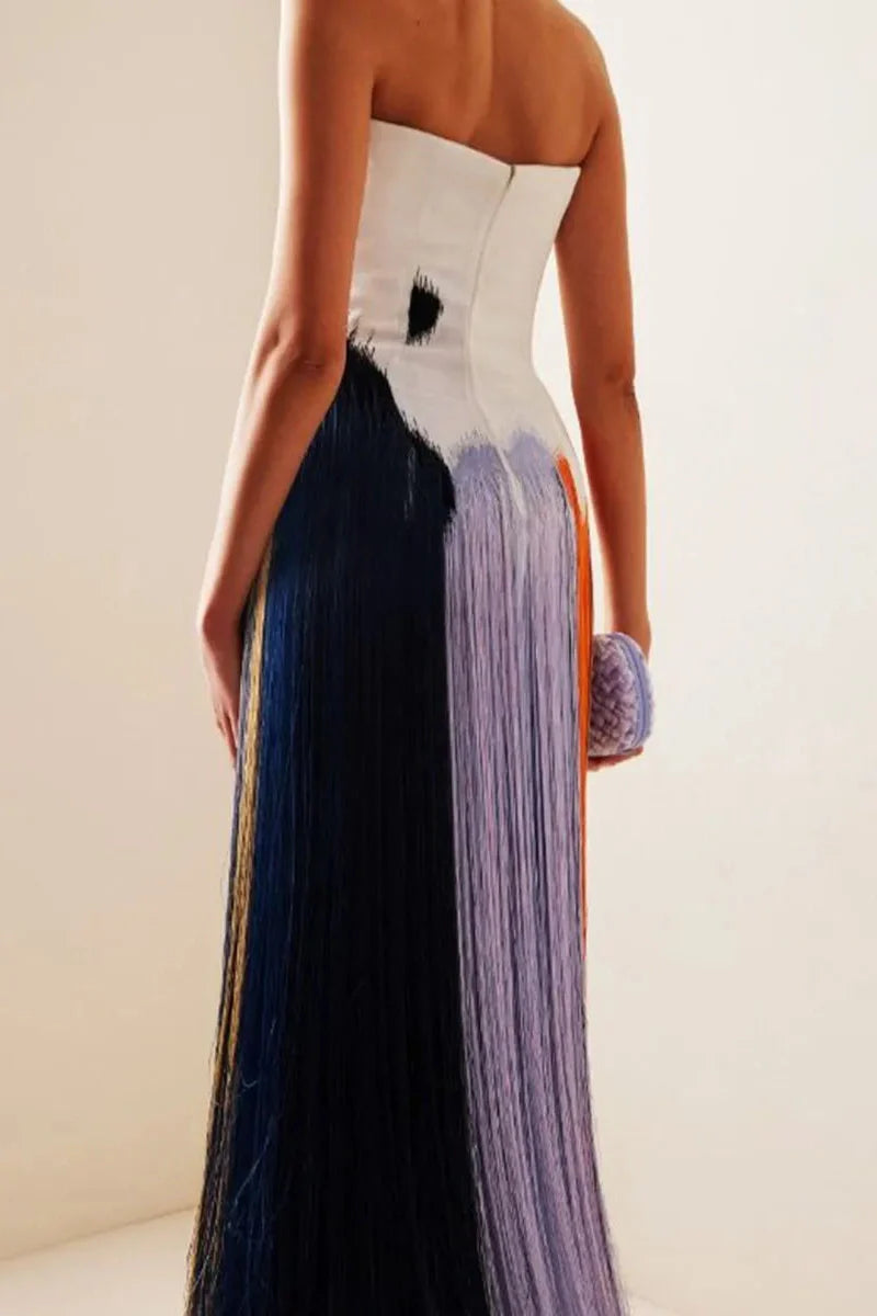 Printed Sleeveless Backless High Waist Split Maxi Dress