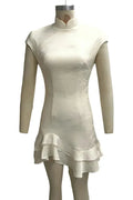 Short Sleeve Patchwork Slim Printed Mini Dress