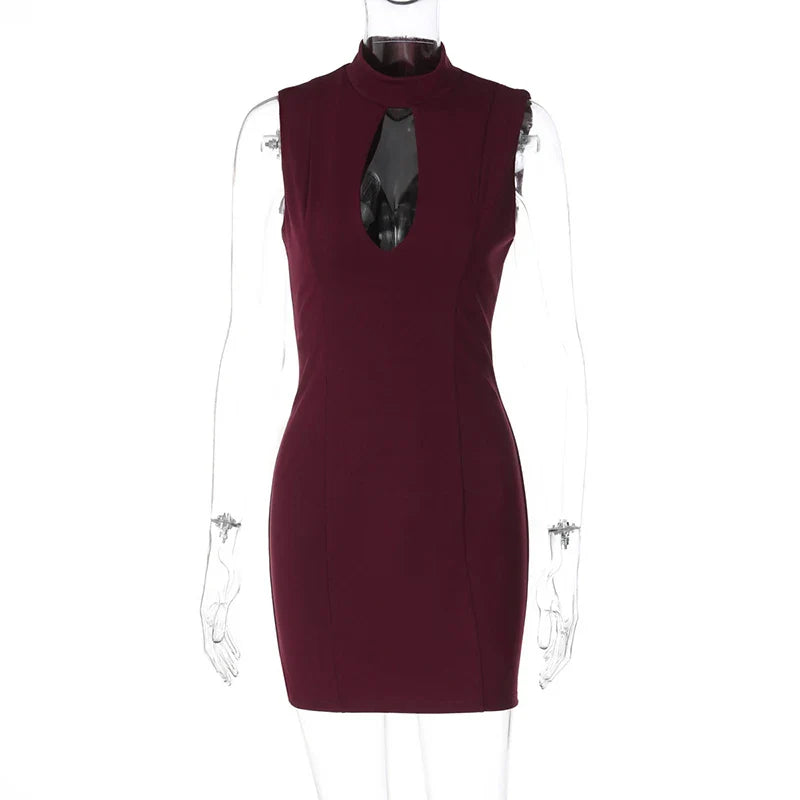 Hollow Out Sleeveless Bodycon Mini Dress