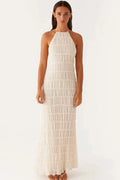 Elegant Backless Lace Up Loose Maxi Dress