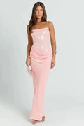 Spaghetti Strap Sleeveless Backless Bodycon Maxi Dress