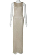 See Through Sleeveless Backless Back Split Maxi Dress