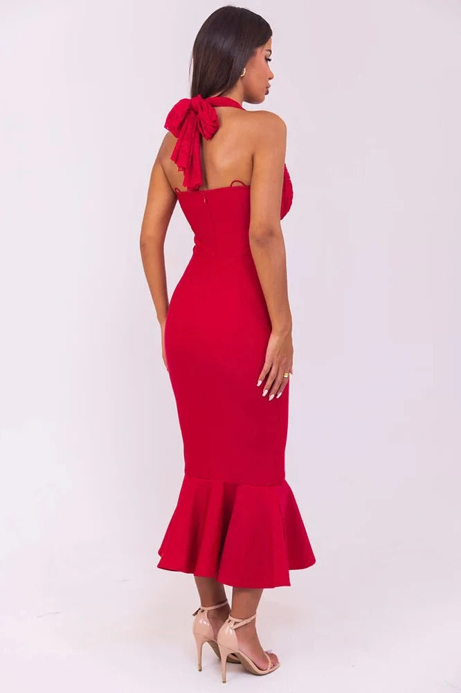 Sleeveless Deep V Neck Backless Bodycon Maxi Dress