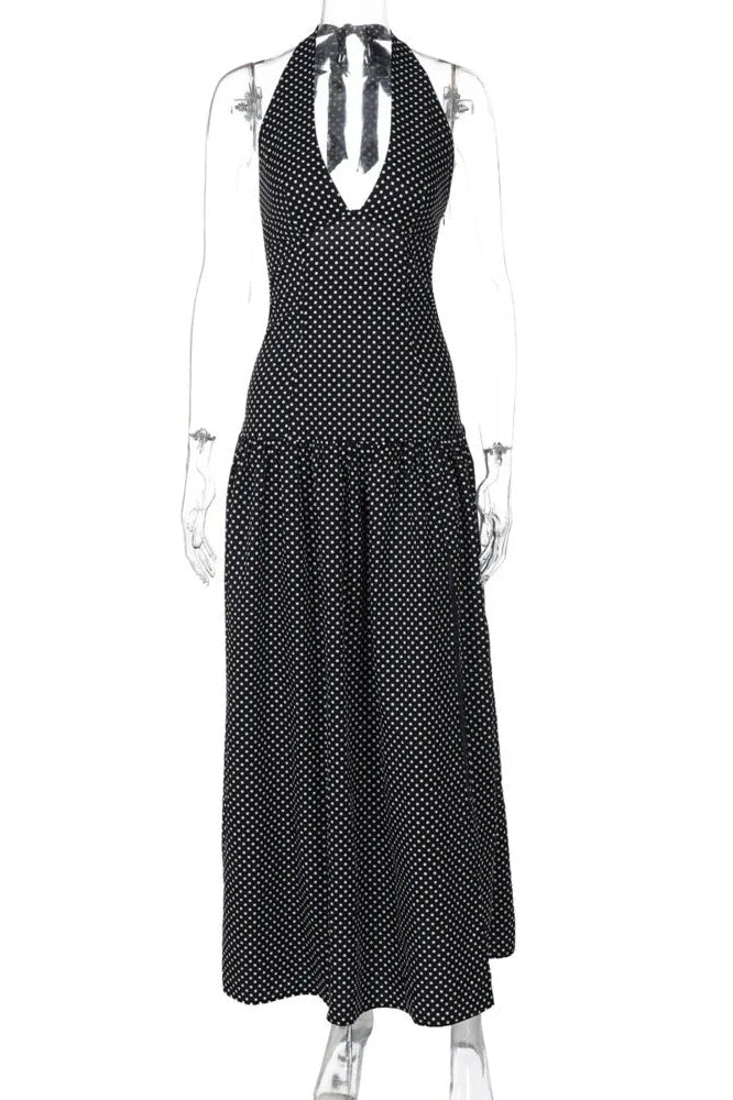 Backless Deep V Neck Sleeveless High Split Bodycon Maxi Dress