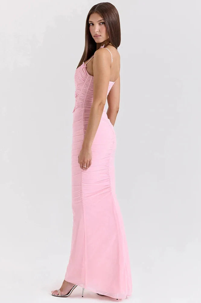 Spaghetti Strap Off-Shoulder Sleeveless Backless Maxi Dress