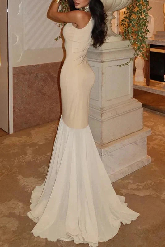 O-Neck Sleeveless Pleated High Waist Maxi Dress