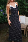 Lace V-Neck Patchwork High Waist Slim Maxi Dress