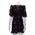Printed Pleated Short Sleeve Slim Mini Dress