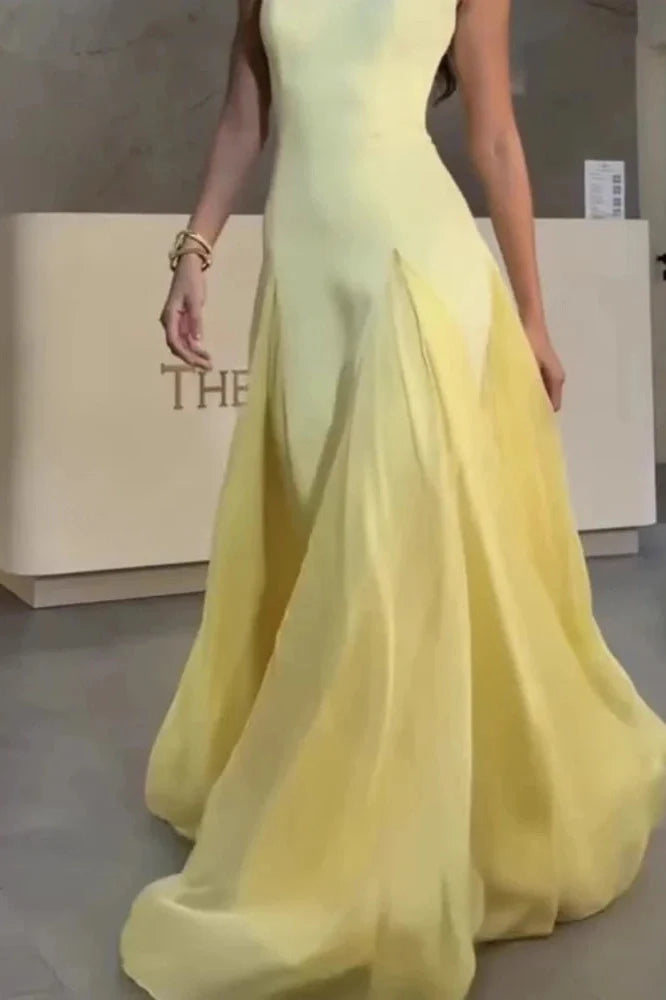 Elegant Backless High Waist Pleated Sleeveless Maxi Dress