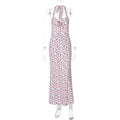Printed Sleeveless Backless Slit Maxi Dress
