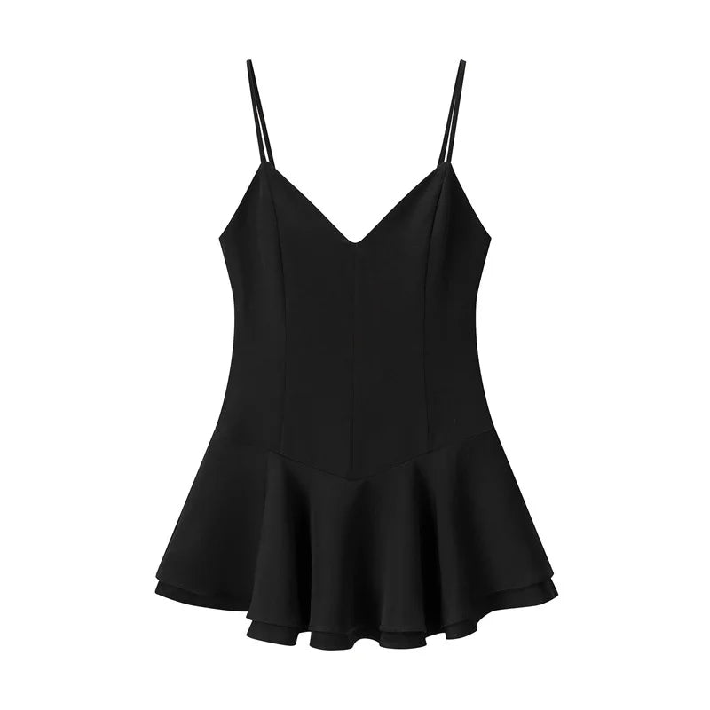 Elegant Polka Dot Patchwork High Waist Mini Dress