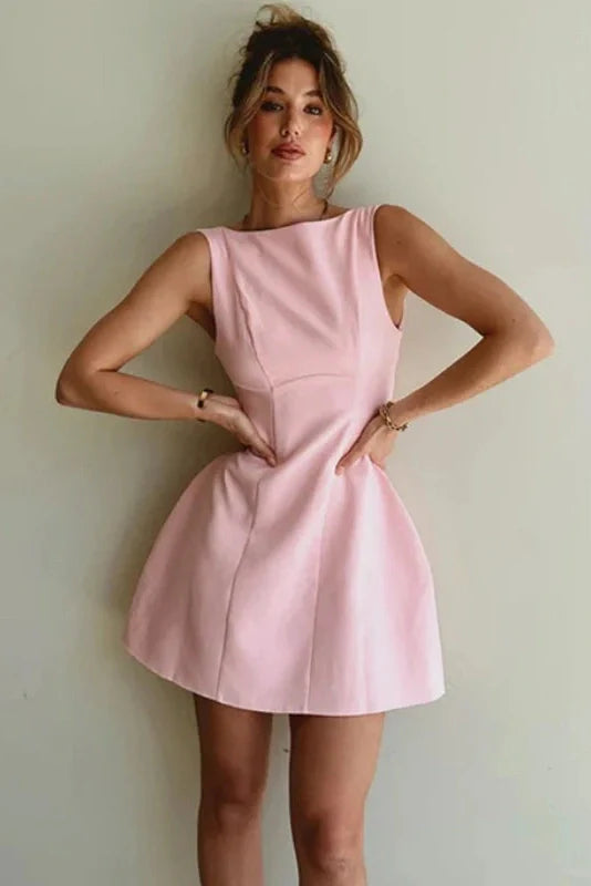 Elegant Sleeveless Backless Slim High-Waisted Mini Dress