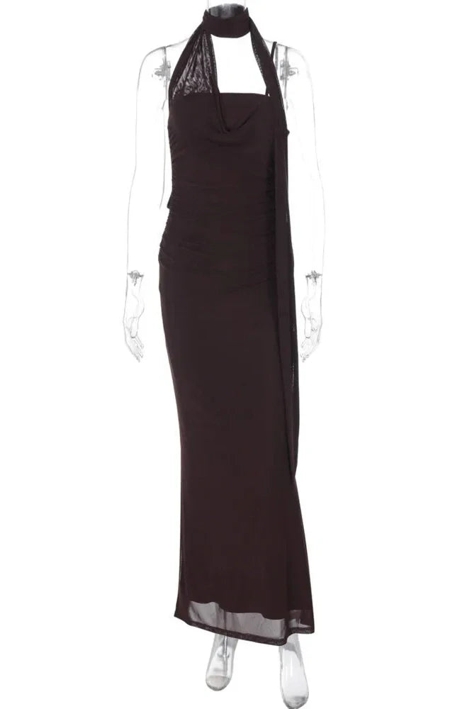 Off-Shoulder Strapless Sleeveless Backless Bodycon Maxi Dress