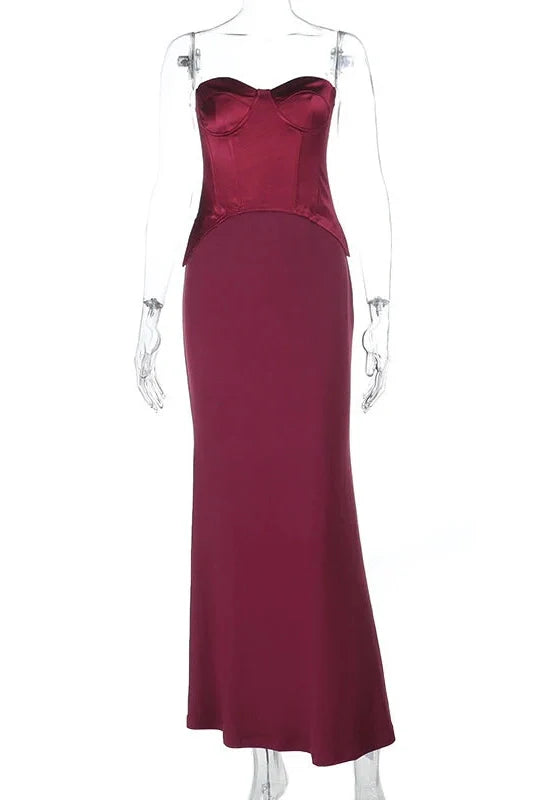 Elegant Slim Deep V-Neck Off Shoulder Sleeveless Maxi Dress