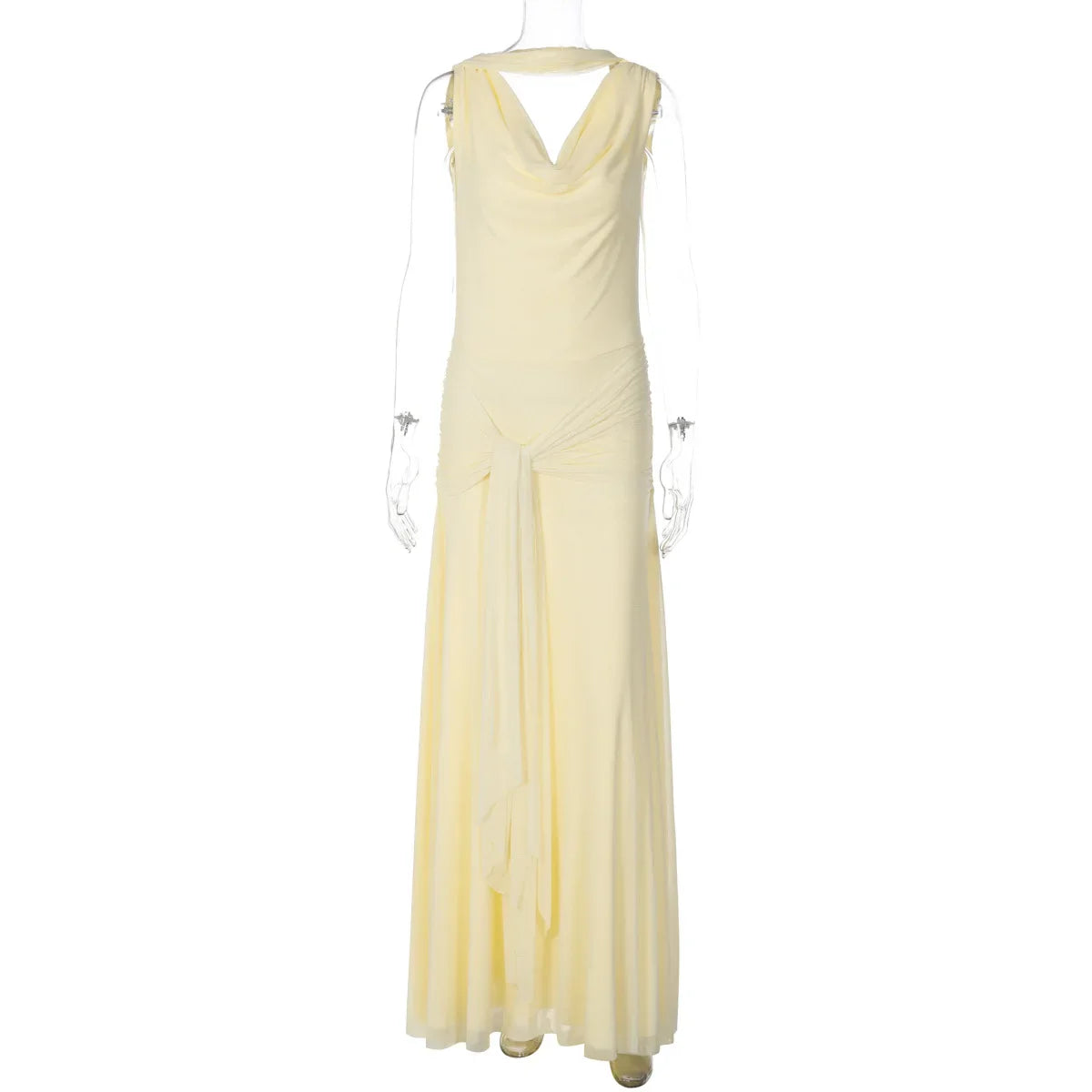 Backless Bodycon Lace Up Sleeveless Maxi Dress