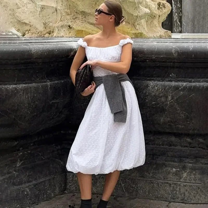 Off Shoulder Lace Up Backless Sleeveless Maxi Dress