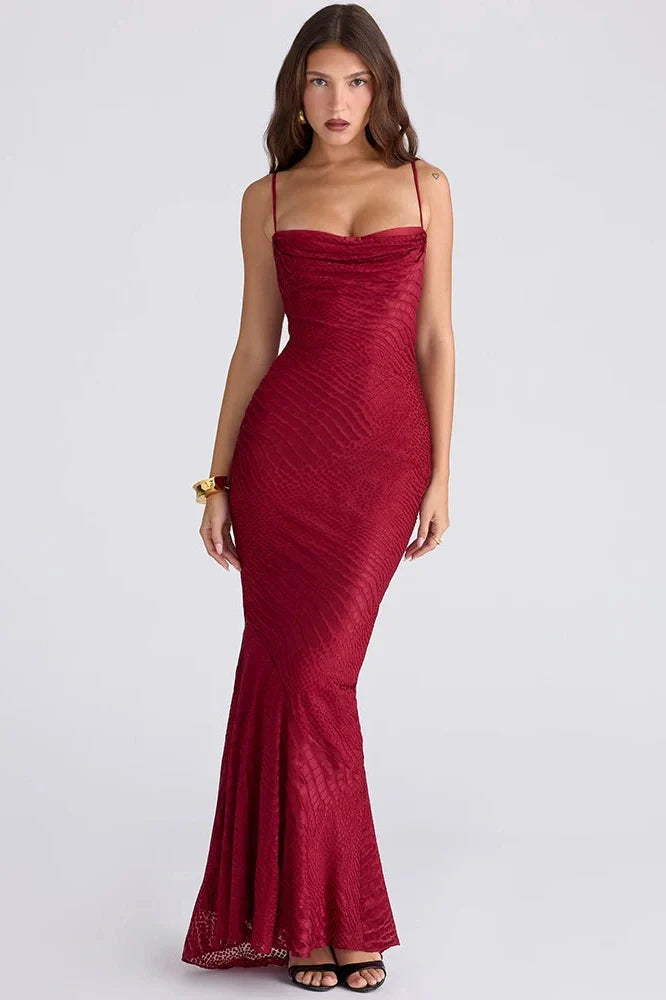 Spaghetti Strap Backless Zipper Sleeveless Maxi Dress