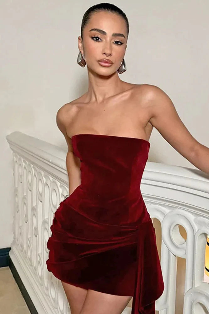 Off-Shoulder Strapless Sleeveless Backless Mini Dress